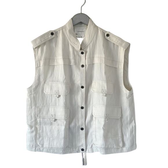 Anthropologie Tops - Anthropologie Ivory Silky Utility Vest NEW